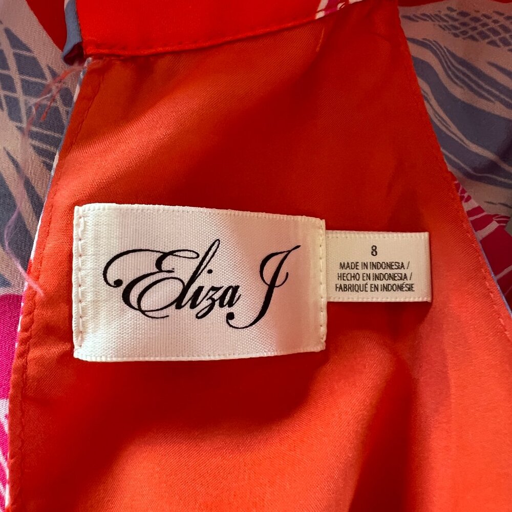 Eliza J - Halter Tiered Midi Dress - Size 8 - Poppy Red Floral - Picture 7 of 11